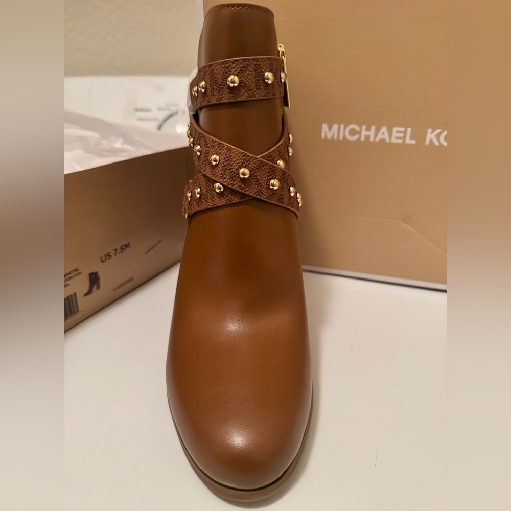 Michael Kors Brown Leather Ankle Boots - Picture 2 of 5